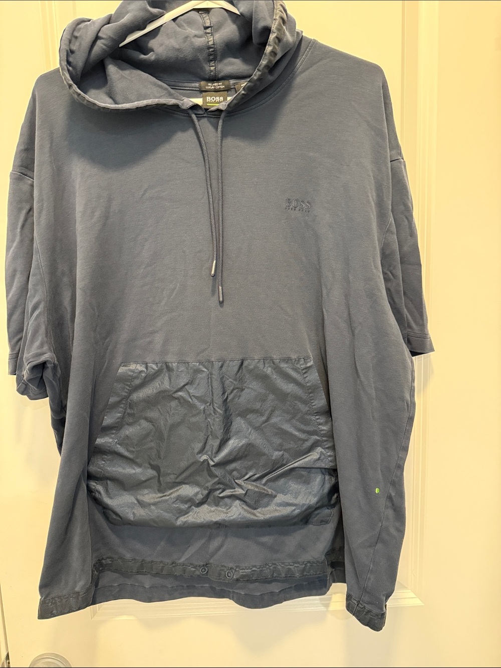 BOSS Navy Hooded Pullover with Front Pocket